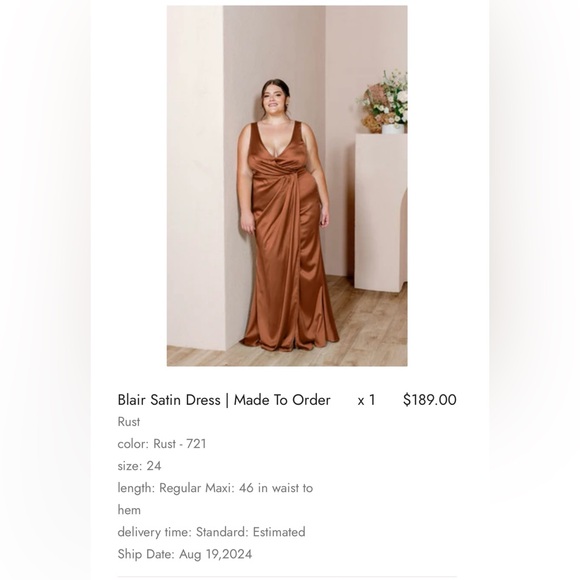 NWT Revelry Bridesmaid Blair Satin Dress in Rust Size 24 - Picture 8 of 8